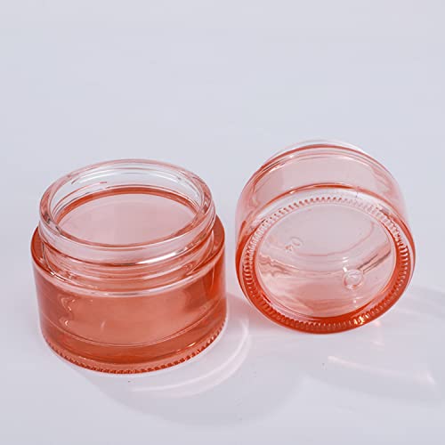 Sxminer 6 Pack 2 oz Pink Glass Jars Glass Empty Cream Jar Bottles with Rose Gold Lids 60ml Refillable Cosmetic Containers Travel Jar Empty Sample Jar Makeup Jar Pot for Cream Lotion Lip Balm Eyeshadow