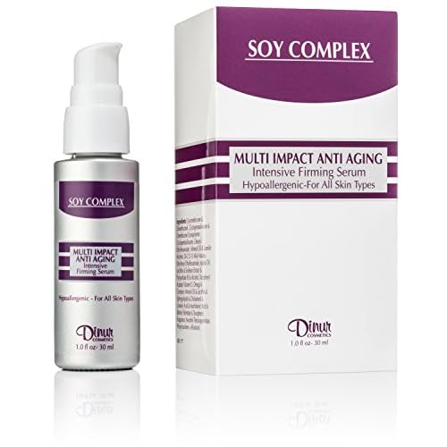 Dinur Cosmetics Soy Complex Multi Impact Anti Aging Firming Serum Reduces Fine Lines & Wrinkles Rehydrates Skin Smoother 1 oz. 30 ml.