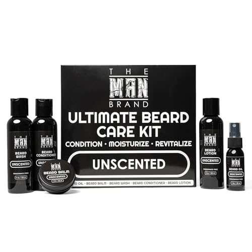 Ultimate Beard Kit Unscented | Fragrance-Free Men¡¯s Grooming Set with Wash, Conditioner, Lotion, Balm & Oil | Moisturizes and Protects Sensitive Skin