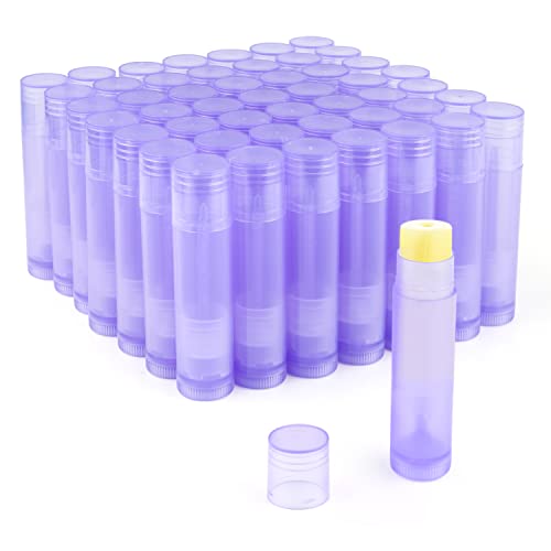 50 Pcs 5.5g Twist-up Lip Balm Tubes,Empty Plastic Lip Gloss Balm Containers Rotatable Deodorant Containers for DIY Homemade Lipsticks, Chapsticks and Homemade Solid Perfume,Purple