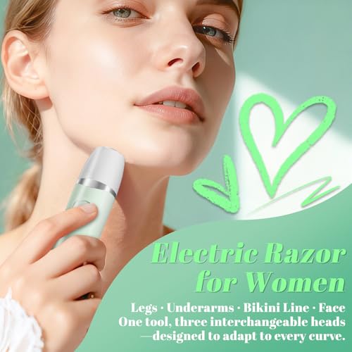 3-in-1 Bikini Trimmer for Women ? Electric Razor for Women, Electric Body Hair Trimmer, IPX7 Waterproof, 120-Min Cordless, USB-C, Battery% Display ? X3 Soft Mint Ombre