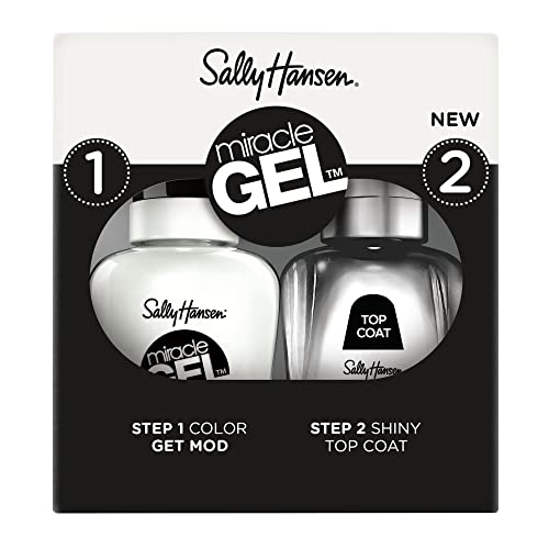 Sally Hansen Miracle Gel¢â, Get Mod and Shiny Top Coat Duo, Long Lasting, Gel-Like Formula, No UV Lamp Needed, Nail Polish Duo