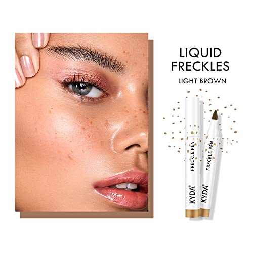 KYDA 2 Colors Freckle Pen,Natural Lifelike Freckle Makeup, Waterproof Longlasting Soft Dot Sopt Pen, Sunkissed Makeup-Dark Brown&Light Brown
