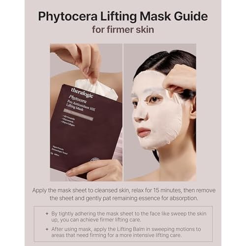 Phytocera Pro Antioxidant 10X Lifting Mask - Elasticity Booster Face Mask Sheet with Ceramide, Collagen and Hyaluronic Acid - Micrfiber Sheet - Vegan Dermatologically Tested, 10 Sheets