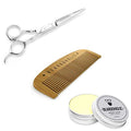 Beardoholic Beard Balm, Comb and Scissors Set ? 100% All Natural, 100% Pearwood, Japanese Stainless Steel ? Anti-Static, Eliminates Tangles and Ingrown Hairs, Itch and Dandruff ? Style Beard With Ease