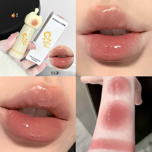 4Pcs Hydrating Lipgloss Set,Cute Cat Jelly Lip Glaze,Moisturizing Lip Stain Plumping Water Lip Gloss,Lasting Waterproof Juicy Lipstick Lip Tint,Glossy Finish