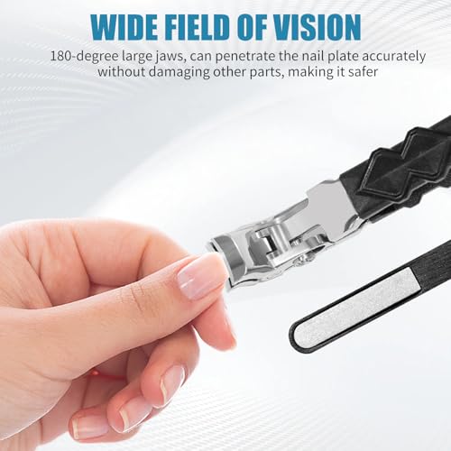 Toe Nail Clippers for Thick Nails for Seniors, Ergonomic Wide-Angle Nail Clipper ? Extra-Wide Jaw and Anti-Splash Design for Clean, Comfortable Trimming (3pcs)
