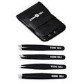 Segomo Tools 4 Piece Tweezer Set - Tweezers For Women - Ingrown Hair Removal Kit - Eyebrow Plucker - Precision Tweezers - Flat, Angled, Slant & Pointed Tweezers - TW004