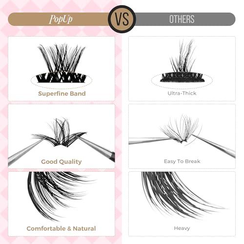 PopUp Cluster Lashes 168pcs Wispy Lash Clusters Soft D Curl Eyelash Clusters Russian Lashes Clusters DIY Eyelash Extensions at Home,Thin Bank 9-18mm MIX (Y56)