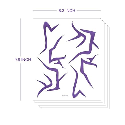 6 PCS Rumi Cosplay Temporary Tattoos Realistic Waterproof Purple tattoo Stickers for Cosplay Party Festival Photoshoot Halloween Makeup (Purple)