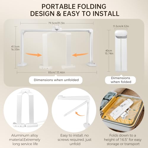 AORAEM 34" Foldable Half Moon LED Nail Lamp, 456LEDs 3350LM Half Moon Light for Nails with Phone Holder, 3 Color Modes 3000K-6000K Professional Manicure Lamp for Nail Tech Salon