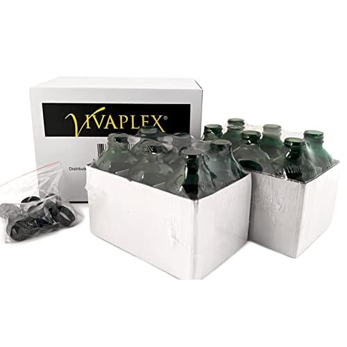 Vivaplex, 12, Green, 8 oz Glass Bottles, with Lids