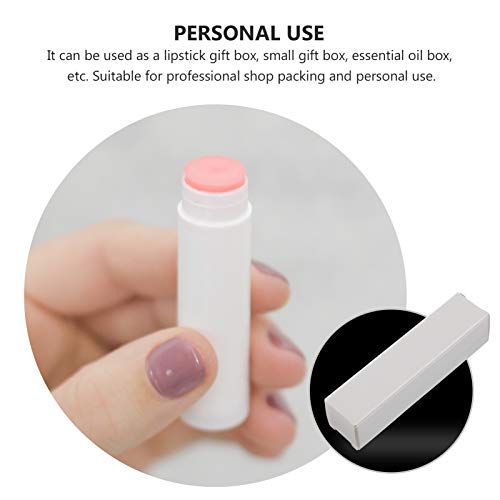 EXCEART Lipstick Pack 50 Pcs Lip Gloss Tubes Kraft Paper Packaging Boxes Lipstick Storage Boxes Lip Balm Wrapping Box (White) Paper Essential Oil Box