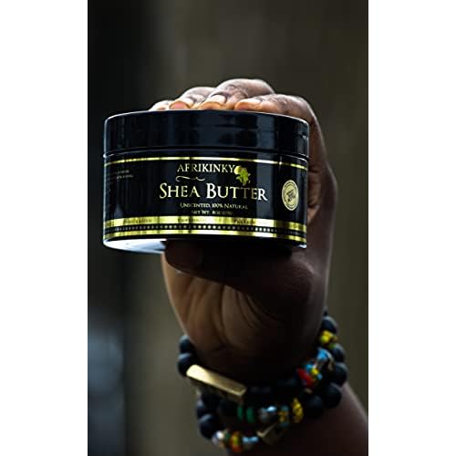 AFRIKINKY Shea Butter -Unrefined Pure Raw Grade A Ivory Authentic 8oz ? Skin Nourishing, Moisturizing