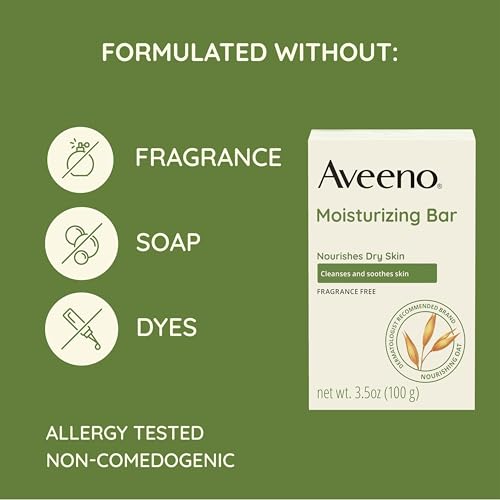 Aveeno Gentle Moisturizing Face Cleansing Bar, Daily Facial Cleanser Bar with Nourishing Oat for Dry Skin, Gently Cleanses & Soothes Skin, Non-Comedogenic & Fragrance-Free, 3.5 oz (Pack Of 8)
