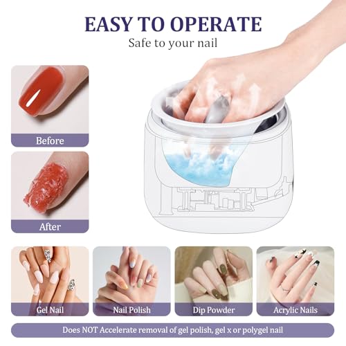 Nail Soaking Bowl: Heated 50% Faster - Professional Nail Soak off Bowl for Women Nail Beginner - Electric Manicure Nail Bowl Nail Polish Remover Machine for Home Salon