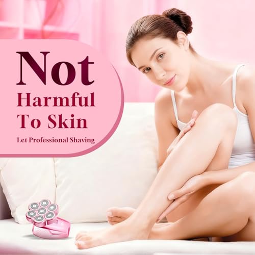 Electric Razors for Women Legs: 120 min Long Time Use Rechargeable Electric Shaver for Women - Waterproof Wet & Dry Hair Remover - Trimmer for Lady Face Public