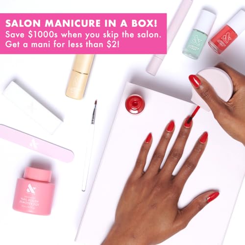 Olive & June Quick Dry Mani System Set | Includes Nail Tools, The Poppy, Cuticle Serum, Remover Pot & Quick Dry Top Coat | Fast At-Home Manicure Kit | Chip-Resistant, Vegan & Cruelty-Free