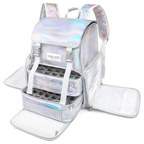 SAVILAND Nail Polish Organizer Bag: PU Leather Nail Polish Organizer Case Holds 70 Bottles (15ml-0.5 fl.oz) & Nail Lamp, Portable Nail Supplies Organizer Case Nail Organizers and Storage for Nail Tech