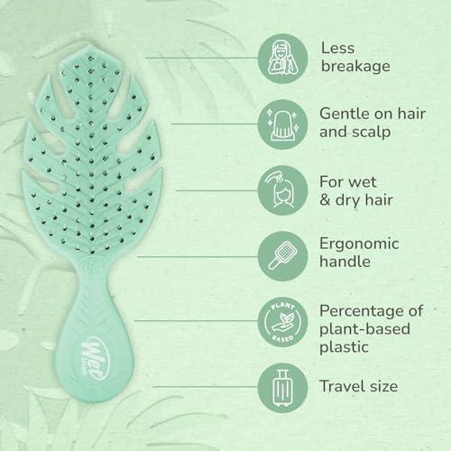 Wet Brush Go Green Mini Detangler, Green - Detangling Travel Hair Brush - Ultra-Soft IntelliFlex Bristles Glide Through Tangles & Gently Loosens Knots While Minimizing Pain, Split Ends & Breakage