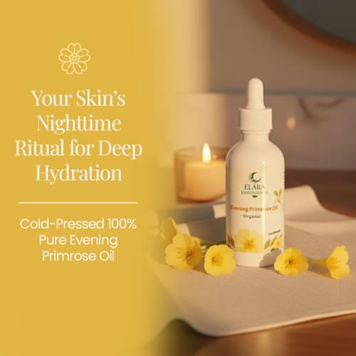 Organic Evening Primrose Oil ? Cold-Pressed 100% Pure Botanical ? Hydrating Face, Skin & Hair Oil Rich in GLA & Omega-6 for Menopause & Perimenopause Support ? 2oz