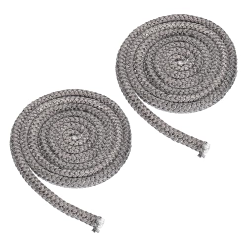 PATIKIL 9/16" x 98" Wood Stove Gasket, 2Pcs Graphite Fiberglass Round High-Temperature Resistance Seal Rope Replacement for Stoves Fireplace Door, Black
