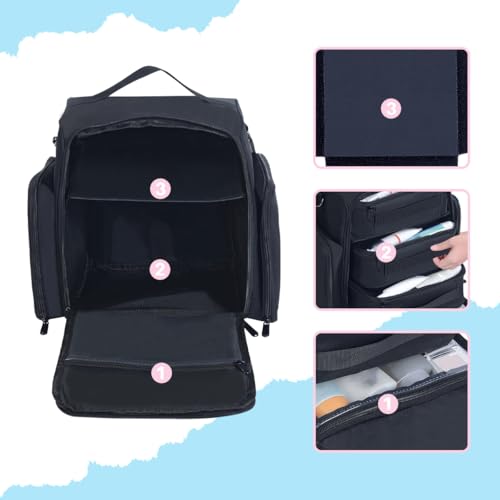 Train Case Makeup Bag Large Cosmetic Organizer with 3 Inner Removable Pouches Multifunctional Travel Makeup Artist Storage,Black