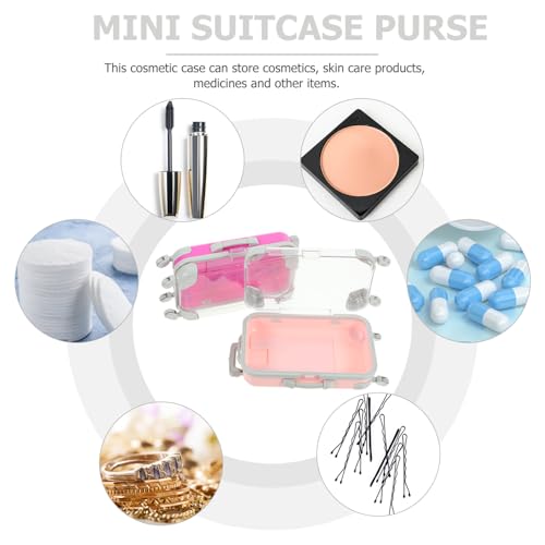 4pcs Simulation Suitcase Makeup Box, Portable False Eyelashes Storage Box, Travel Makeup Carrying Case, Pink & Rose Red, 6.49 x 3.34 x 1.96 Inch