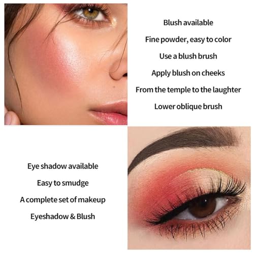 Full Face Makeup Palette, 4 in 1 Small Nude Nake Makeup Palet with Highlight, Bronze, 3 Colors Eyeshdow, 2 Color Blush, Double Side Brush, Fine Silky Powder