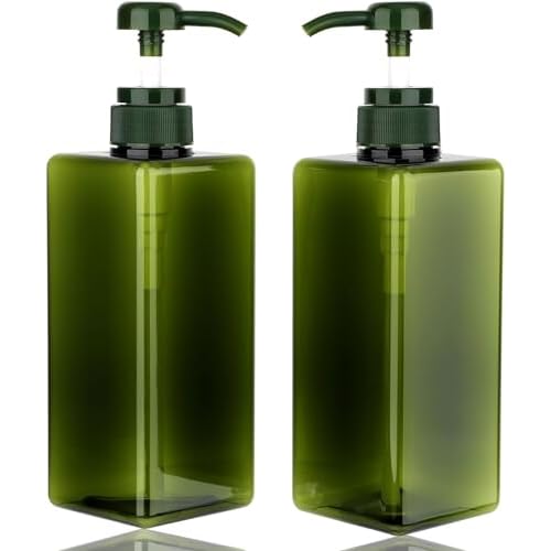 Premium Refillable Soap Dispenser Bottles | Convenient and Elegant Dispenser for Shampoo, Lotion, Soap or Hand Wash in Kitchen or Bathroom - Square (Earth, 22 Ounce / 650 ml)