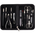 3 Swords Germany ? Brand Quality 12 Piece Manicure Pedicure Grooming kit Set for Professional Finger & Toe Nail Care with Black Genuine Leather case - Made in Germany