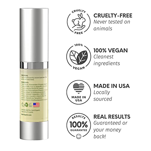 Epic Organic Eye Cream - Vitamin K & Arnica - Naturally Reduces Wrinkles, Under Eye Bags, Puffiness, Dark Circles & Fine Lines, Nourishes Around Eye Skin | 0.5oz