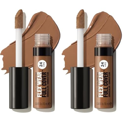 Revlon ColorStay Flex Wear, Full Cover Non-Creasing Concealer, Infused with Hyaluronic Acid & Vitamin E, Flexible Longwear, 076 Caramel, 0.34 Fl Oz (Pack of 2)