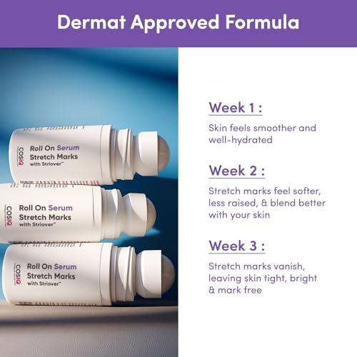 Cos-IQ Stretch Marks Removal Roll-On Serum with Striover | Scar Removal | Uneven Skin Tone | All Skin Types | 40ml