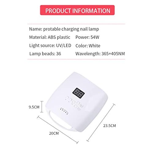 N - A Nail Dryer, Rechargeable, Cordless, 54W UV LED, Professional Polish Nail Light, Double Light Source, for Home and Salon