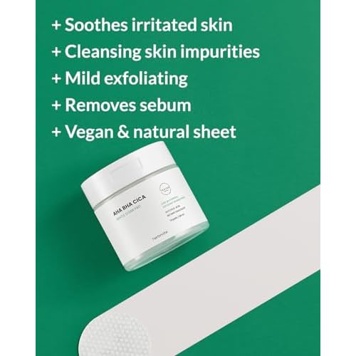 AHA BHA Cica Gentle Clear Pad - Facial Exfoliating Pad for Dead Skin Cell Care, pH Balancing & Sebum Control, Tighten Large Pores, Calm Sensitive Skin, & Moisturize Dry, Flaky Skin, 70 Sheets