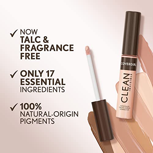 Covergirl Clean Invisible Concealer, Lightweight, Hydrating, Vegan Formula, Golden Caramel 180, 0.23oz (Pack of 2)