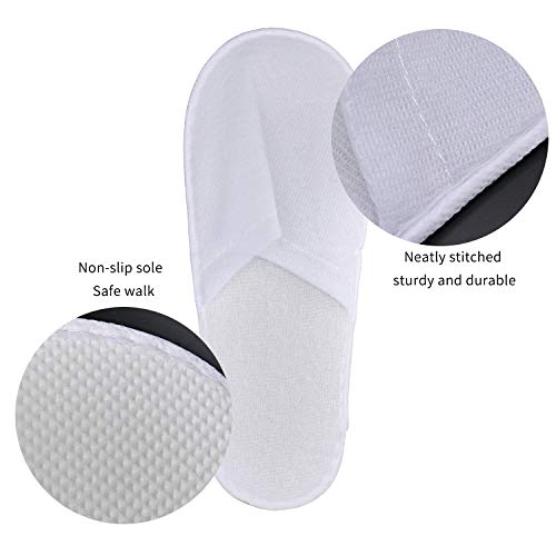 24 Pairs Spa Slippers,Closed Toe Disposable Slippers,Non-Slip Slippers Fit Size for Men and Women for Hotel Home Guest Used,White