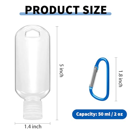 120 Pcs Traveling Bottles with Keychain 2oz Clear Plastic Bottle Containers, Refillable Empty Liquid Packing Squeeze Bottles with Lids for Liquid Cream