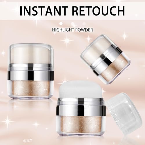 Sponge Air Cushion Puff High Gloss Glitter Powder, Facial Powder Blusher Brightening Pearl, Suitable for Hair, Clavicle, Face, Body Glitter Contour Patting