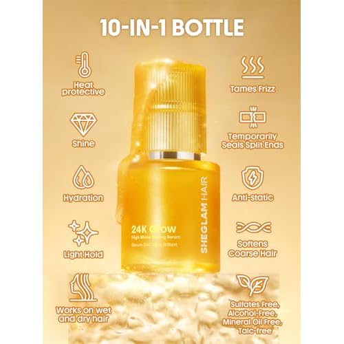 SHEGLAM Automatic Curling Iron 1 1/4 inch + 24K Anti-Frizz Hair Oil