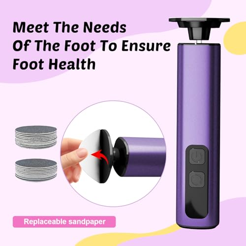 Electric Foot Callus Remover, 9-Speed for Dead Skin & Hard Calluses, Aluminum Alloy, Type-C Rechargeable, Replacement Discs, Spa-Like at-Home Pedicure, Relaxing Self-Care (Deep Lavender)