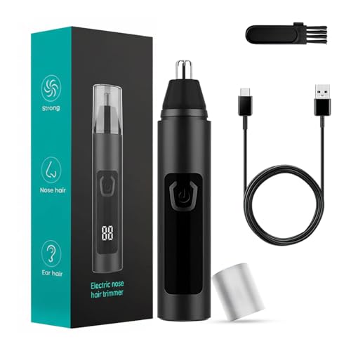 Nose Hair Trimmer for Men Women - Electric Nose Hair Clipper with Replaceable Stainless Steel Blade, Powerful 6500RPM Motor, Wet/Dry Use, Portable USB Rechargeable Design | Black