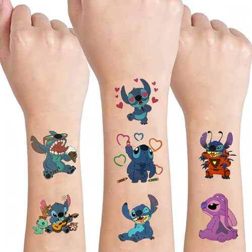 40Pcs Stitch Temporary Tattoos, Party Favors Gifts for Kids Boys Girls,Removable Tattoo Stickers Goodie Bags for Birthday Decorations