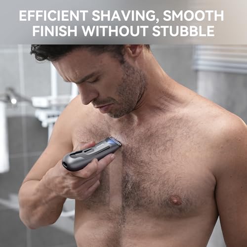 kensen Body Hair Trimmer for Men - Manscape Groin & Pubic Hair Trimmer for Men, Christmas Gift Mens Body Shaver with LED Light Travel Case IPX7 Waterproof Wet Dry Use Rechargeable Ball Shavers (Black)