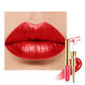 Red Metallic Lipstick and Lip Liner Combo Makeup 2-in-1 Shimmer Glitter Lipsticks for Women Metallic Lip Gloss Stain Waterproof Smudgeproof Long Lasting Lipsticks (GB26 One Kiss) | long lasting, metallic, waterproof, smugeproof, shimmer