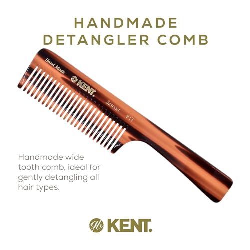 Kent 91T Wide Tooth Women¡¯s Detangler Comb for Curly, Wavy, and Thick Hair ? Ideal for Use on Wet Hair ? Gentle, Shower Comb with Large Handle ? Anti-Static, Smooth - Styling Tool by Kent
