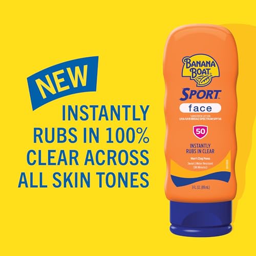 Banana Boat Sport Sunscreen for Face,SPF 50,3Fl Oz,Banana Boat Sunscreen SPF 50,Travel Size,Sunblock,Mini-Sunscreen for Dry Skin Face,3Fl Oz,(Pack of 2)