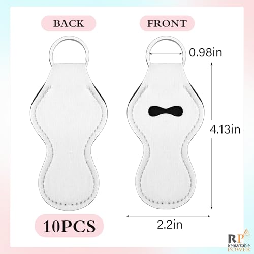 RP Remarkable Power, 10 Pack Sublimation Blanks Chapstick Holder Keychain for Lip Balm Holder White