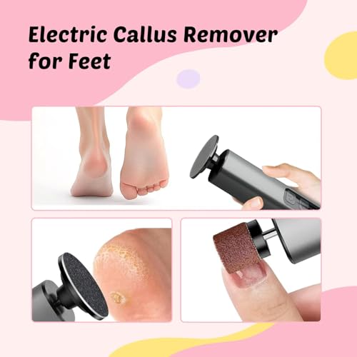 Electric Foot Callus Remover, 9-Speed for Dead Skin, Aluminum Alloy, Nano Glass Disc, Type-C Rechargeable, Replacement Discs, Storage Case ? Spa Pedicure, Relaxing Self-Care (Gunmetal)